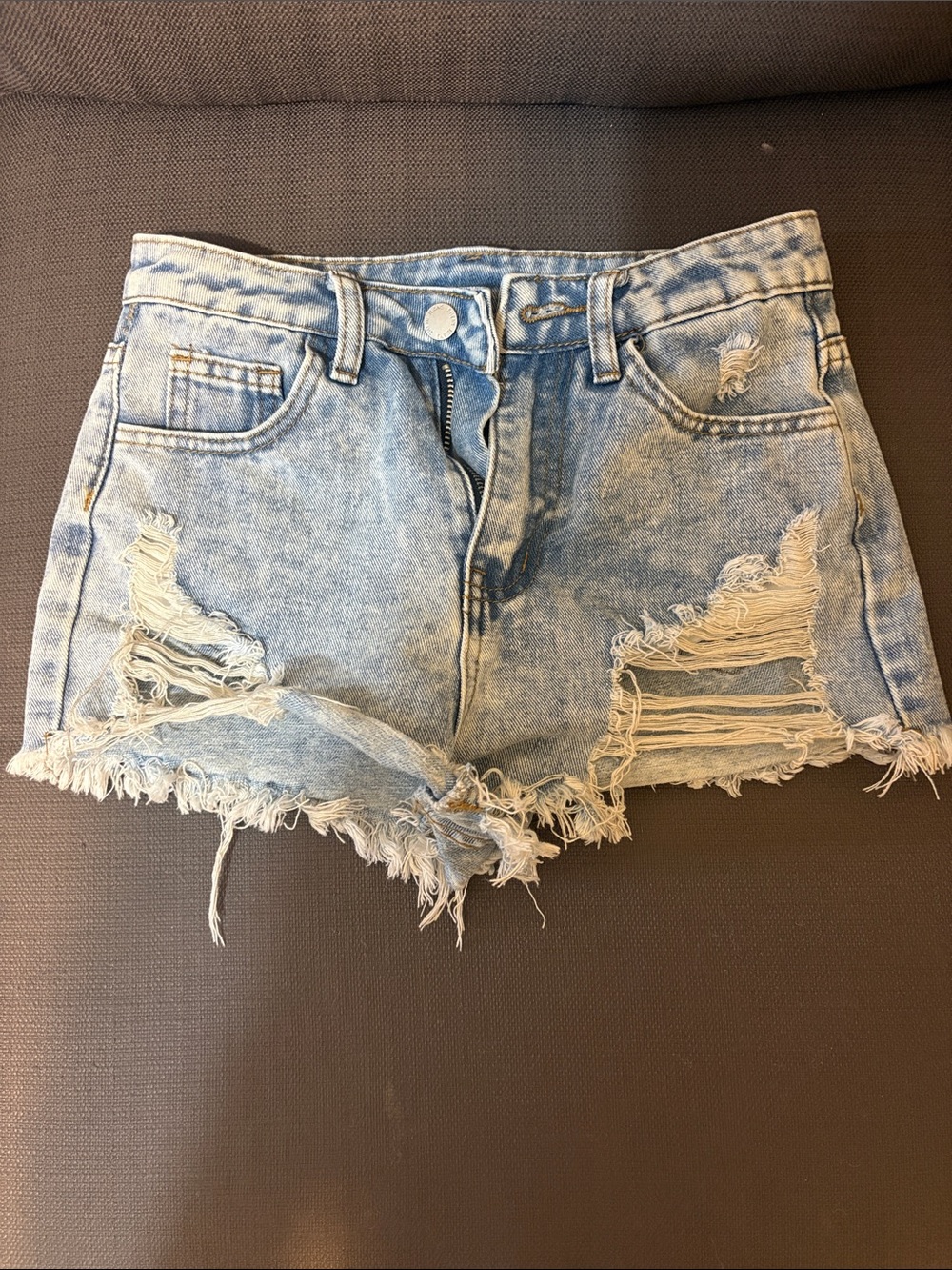SHEIN Light Wash Distressed Denim Shorts